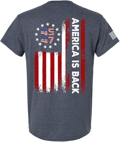Patriot Pride Men's 45 47 Distressed USA Flag America is Back Short Sleeve T-Shirt - Patriotic T Shirts for Men in Saudi Arabia