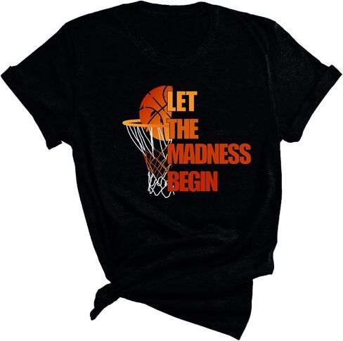 Let The Madness Begin T Shirt, Baskeball Shirt in, Funny Basketball Season T-Shirt in Saudi Arabia
