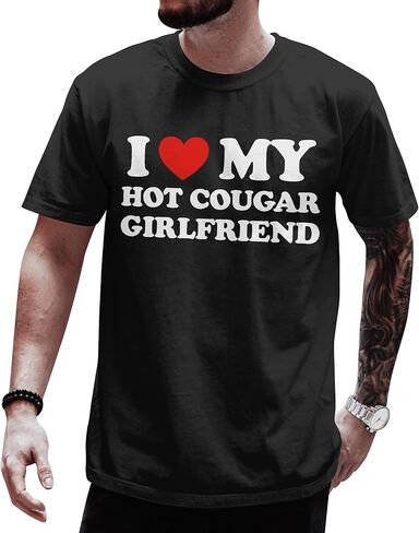 قميص I Love My Hot Cougar Girlfriend - قمصان I Love My Cougar GF لصديقها - تي شيرتات هدايا عيد الحب in Kuwait