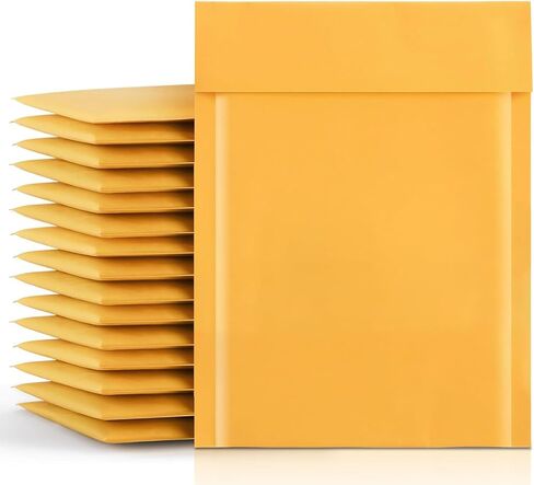 PSBM #DVD 200 PCS 7.25 x 9.75 Inch Kraft Bubble Mailers, Yellow Padded Envelopes, Self-Sealing Peel-Off Strip, Ideal for Shipping CD, DVD, Jewelry, Photos, Magazine, Books, Clothes and More in Kuwait