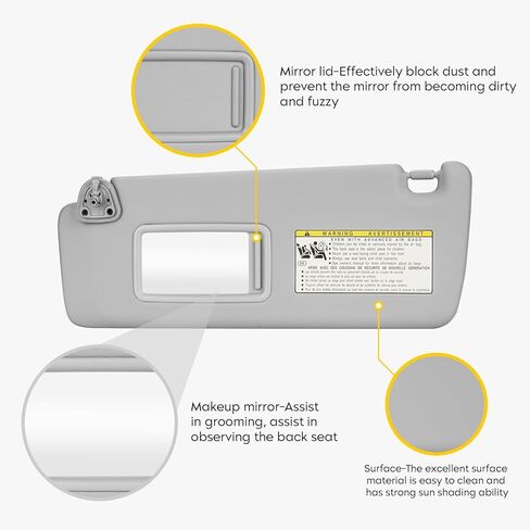 Left Driver Side Sun Visor Gray Fit for Toyota Highlander 2004-2007 in Saudi Arabia