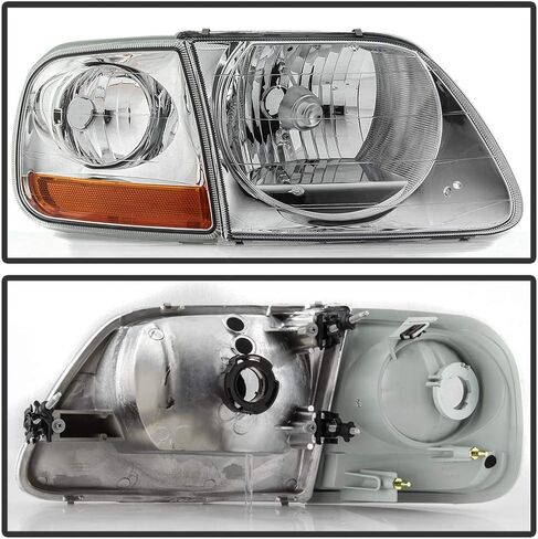 ACANII - For Chrome 1997-2003 Ford F150 Expedition Lightning Style Headlights w/Corner Signal Lights Lamps 4pcs Set in Saudi Arabia