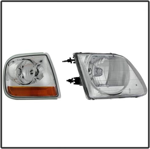ACANII - For Chrome 1997-2003 Ford F150 Expedition Lightning Style Headlights w/Corner Signal Lights Lamps 4pcs Set in Saudi Arabia