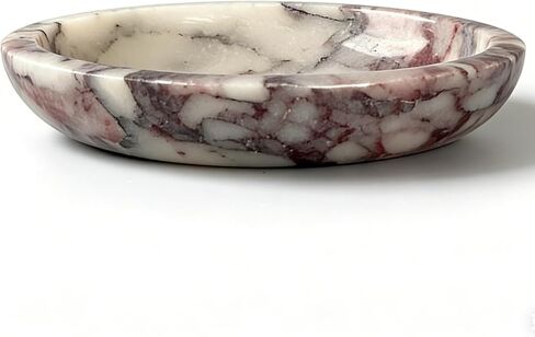 طبق حلية رخامية، صينية رخامية كالاكاتا للمجوهرات والمفاتيح، طبق صابون دائري وحامل شموع على شكل وعاء حجري مزخرف لطاولة المدخل، الحمام، الغرور (فيولا، 5.5 بوصة) in Kuwait