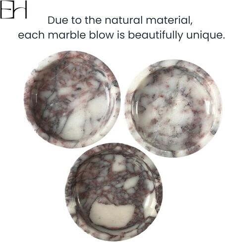 طبق حلية رخامية، صينية رخامية كالاكاتا للمجوهرات والمفاتيح، طبق صابون دائري وحامل شموع على شكل وعاء حجري مزخرف لطاولة المدخل، الحمام، الغرور (فيولا، 5.5 بوصة) in Kuwait