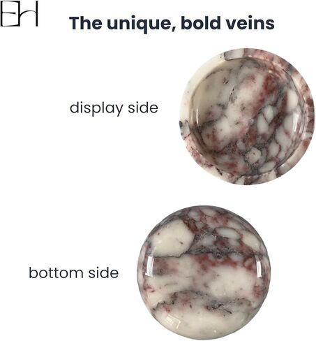 طبق حلية رخامية، صينية رخامية كالاكاتا للمجوهرات والمفاتيح، طبق صابون دائري وحامل شموع على شكل وعاء حجري مزخرف لطاولة المدخل، الحمام، الغرور (فيولا، 5.5 بوصة) in Kuwait