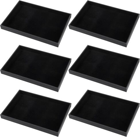 6 Pcs Velvet Stackable Jewelry Tray Organizer Display Set, Black Velvet Lined Jewelry Organizer Trays for Bracelets Rings Earrings Necklaces, Countertop Drawer Storage Empty Plates for Women in Saudi Arabia