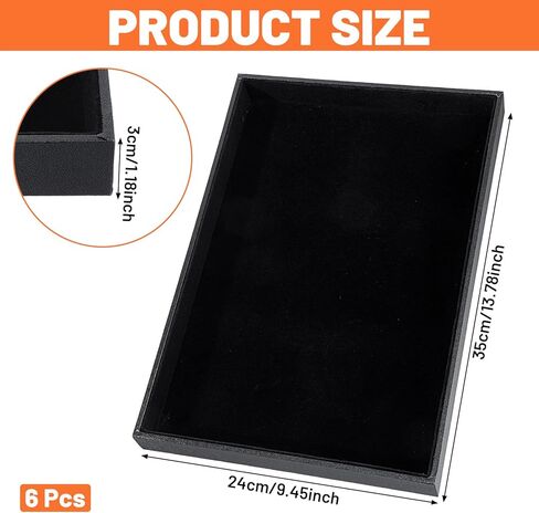 6 Pcs Velvet Stackable Jewelry Tray Organizer Display Set, Black Velvet Lined Jewelry Organizer Trays for Bracelets Rings Earrings Necklaces, Countertop Drawer Storage Empty Plates for Women in Saudi Arabia