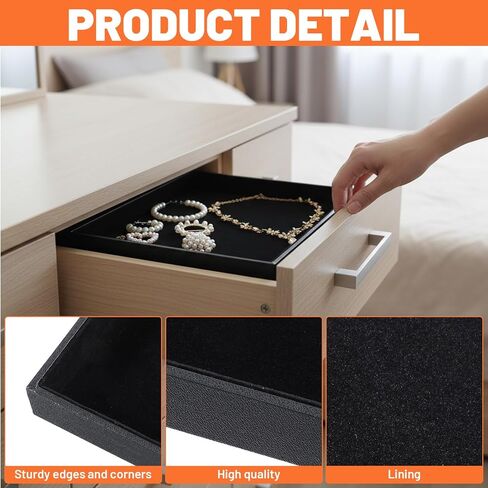 6 Pcs Velvet Stackable Jewelry Tray Organizer Display Set, Black Velvet Lined Jewelry Organizer Trays for Bracelets Rings Earrings Necklaces, Countertop Drawer Storage Empty Plates for Women in Saudi Arabia