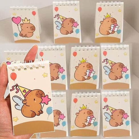 10pcs Cartoon Animal Capybara Theme Portable Coil Notebook 24pages Mini Notepad for Birthday Party Favors,random Style in Saudi Arabia