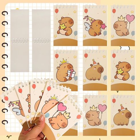 10pcs Cartoon Animal Capybara Theme Portable Coil Notebook 24pages Mini Notepad for Birthday Party Favors,random Style in Saudi Arabia