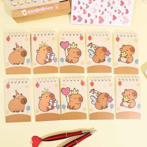 10pcs Cartoon Animal Capybara Theme Portable Coil Notebook 24pages Mini Notepad for Birthday Party Favors,random Style in Saudi Arabia