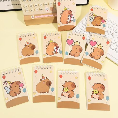 10pcs Cartoon Animal Capybara Theme Portable Coil Notebook 24pages Mini Notepad for Birthday Party Favors,random Style in Saudi Arabia