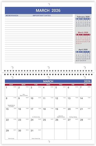 2026 Calendar - 2026 Wall Calendar, Jan. 2026 - Dec. 2026, 8.5" x 11", Memoranda Lined Pages with Thick Paper, Twin-Wire Binding, Holidays, Julian Dates in Kuwait