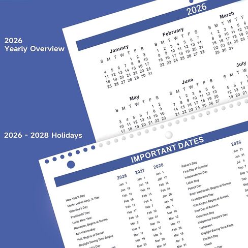 2026 Calendar - 2026 Wall Calendar, Jan. 2026 - Dec. 2026, 8.5" x 11", Memoranda Lined Pages with Thick Paper, Twin-Wire Binding, Holidays, Julian Dates in Kuwait