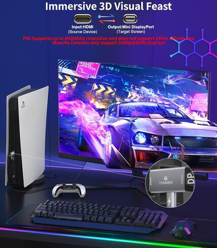 HDMI to DisplayPort Adapter (4K@60Hz) HDMI (Souce) to DP (Display) Converter HDMI Male to Display Port Female Compatible with Laptops, Graphics Cards, PS5, AMD,NVIDIA (1 Pack) in Kuwait