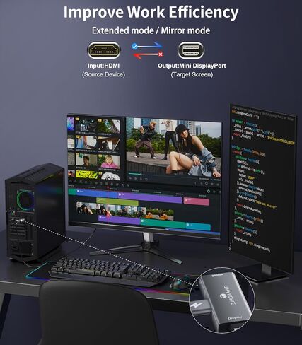 HDMI to DisplayPort Adapter (4K@60Hz) HDMI (Souce) to DP (Display) Converter HDMI Male to Display Port Female Compatible with Laptops, Graphics Cards, PS5, AMD,NVIDIA (1 Pack) in Kuwait