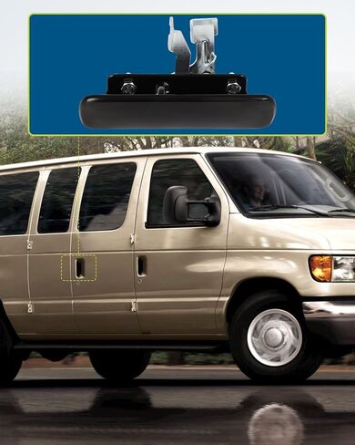 LUJUNTEC مقبض الباب الخارجي استبدال جانب الركاب الخلفي لـ 1992-2014 لفورد E-150 E-250 أسود in Saudi Arabia