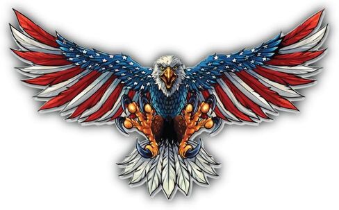 American Bald Eagle Flag Decal Sticker Bubble-Free Vinyl Made in USA Truck Bike Helmet Vehicle Window Wall (18" Wide) in Saudi Arabia