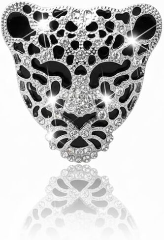 مشبك معطر هواء للسيارة برأس الفهد من حجر الراين اللامع، ديكور تلقائي بطباعة الفهد اللامع، موزع الزيوت العطرية القابل لإعادة الملء، ملحقات سيارة لطيفة للنساء in Kuwait