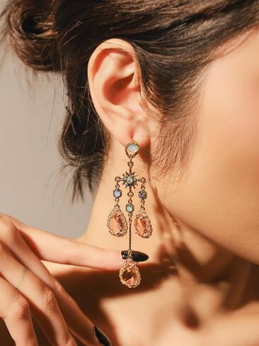 OJERRY البيزنطية الباروك في العصور الوسطى الفيكتوري بيان غير النظامية البرتقال أقراط متدلية زي مساء مجوهرات رسمية اكسسوارات الزي هدايا رومانسية رائعة للنساء المتدليات في الثلاثينيات من عمرهن in Kuwait