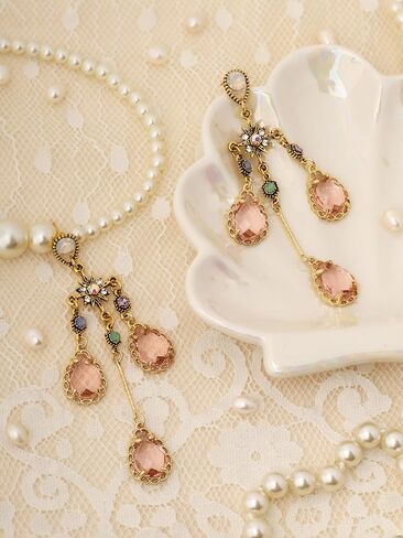 OJERRY البيزنطية الباروك في العصور الوسطى الفيكتوري بيان غير النظامية البرتقال أقراط متدلية زي مساء مجوهرات رسمية اكسسوارات الزي هدايا رومانسية رائعة للنساء المتدليات في الثلاثينيات من عمرهن in Kuwait