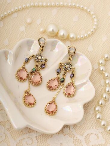 OJERRY البيزنطية الباروك في العصور الوسطى الفيكتوري بيان غير النظامية البرتقال أقراط متدلية زي مساء مجوهرات رسمية اكسسوارات الزي هدايا رومانسية رائعة للنساء المتدليات في الثلاثينيات من عمرهن in Kuwait