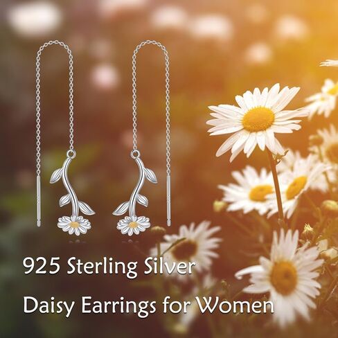Daisy Earrings for Women Sterling Silver Daisy Dangle Ear thread Jewelry Gifts for Women in Saudi Arabia