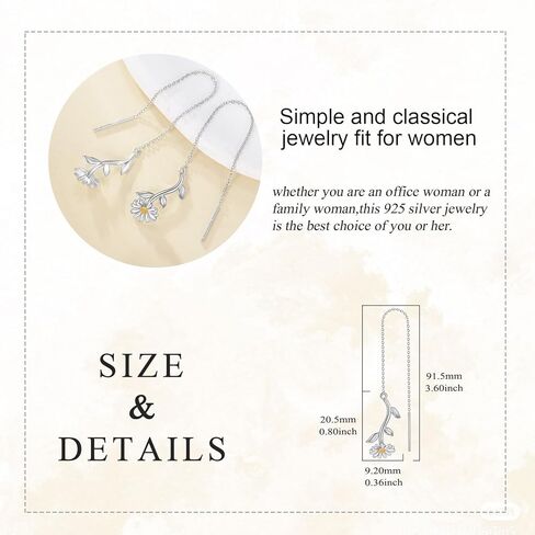 Daisy Earrings for Women Sterling Silver Daisy Dangle Ear thread Jewelry Gifts for Women in Saudi Arabia