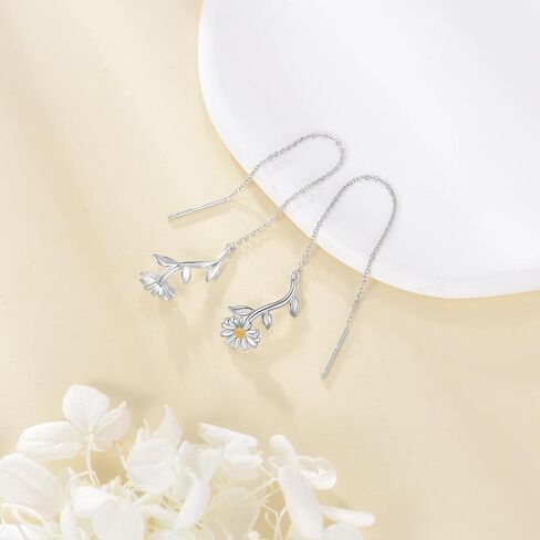 Daisy Earrings for Women Sterling Silver Daisy Dangle Ear thread Jewelry Gifts for Women in Saudi Arabia