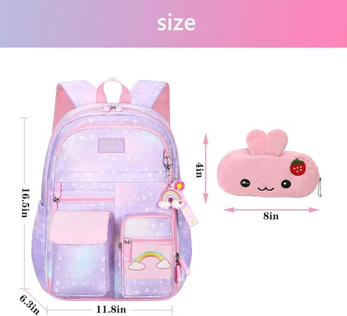 Girls Backpack Starry Rainbow Bookbag Cute Large Capacity Backpack Multifunction Fashion Casual Laptop Travel Bag For Girl (Purple-17inch) in Saudi Arabia