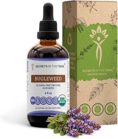 Bugleweed USDA Organic Tincture Alcohol-Free extract, High-potency Herbal Drops, Tincture made from Bugleweed (Ze Lan, Lycopus Virginicus) Dried Herb Respiratory System Health 4 oz in Saudi Arabia