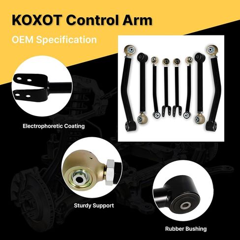 8Pcs Front Rear Upper Lower Control Arm Fit for Jeep 2007 2008 2009 2010 2011 2012 2013 2014 2015 2016 2017 2018 Wrangler FZ060110 FZ060120 FZ060130 FZ060140 in Saudi Arabia