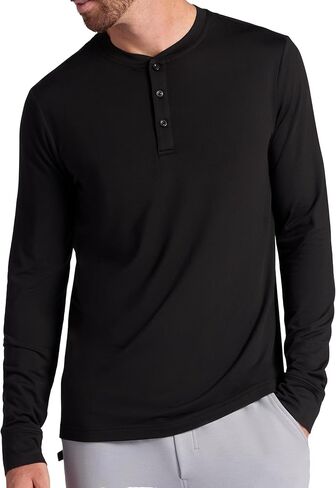 Gaiam Men's Long Sleeve Henley Shirt, Standard Fit, Stretch Midweight Material in Saudi Arabia