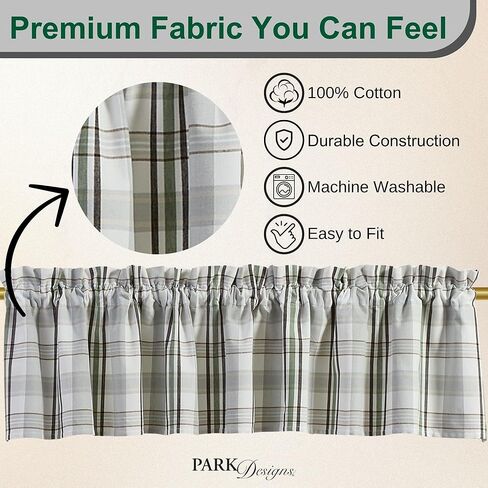 Park Designs Ponderosa Pine Valance 72" x 14", Plaid Off-White and Gray Window Valance for Simple Elegance, Rustic Patterned Window Dressings for Minimalistic Country Farmhouse Home Decor in Kuwait