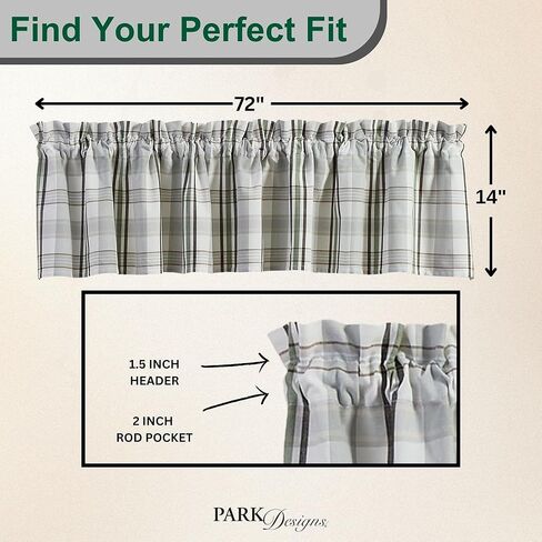 Park Designs Ponderosa Pine Valance 72" x 14", Plaid Off-White and Gray Window Valance for Simple Elegance, Rustic Patterned Window Dressings for Minimalistic Country Farmhouse Home Decor in Kuwait