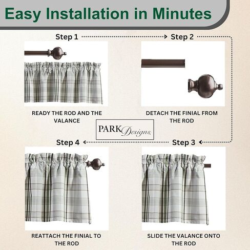 Park Designs Ponderosa Pine Valance 72" x 14", Plaid Off-White and Gray Window Valance for Simple Elegance, Rustic Patterned Window Dressings for Minimalistic Country Farmhouse Home Decor in Kuwait