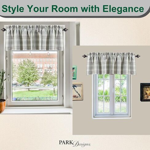 Park Designs Ponderosa Pine Valance 72" x 14", Plaid Off-White and Gray Window Valance for Simple Elegance, Rustic Patterned Window Dressings for Minimalistic Country Farmhouse Home Decor in Kuwait