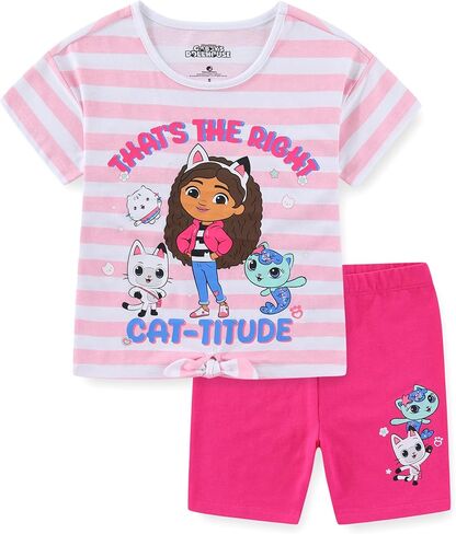 طقم تي شيرت وسروال قصير للفتيات من DREAMWORKS GABBY'S DOLLHOUSE بأكمام قصيرة للأطفال الصغار وحتى الأطفال الكبار in Saudi Arabia