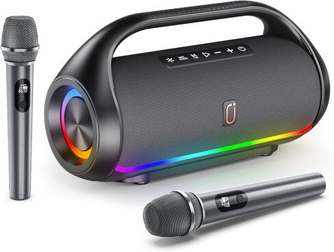 Bluetooth Speaker, IPX5 Waterproof Portable Bluetooth Speaker with Powerful Bass & LED Lights, Loud Stereo Wireless Speaker for Home Party, Beach, Outdoor Camping, Support USB/TF Card/AUX/TWS in Saudi Arabia