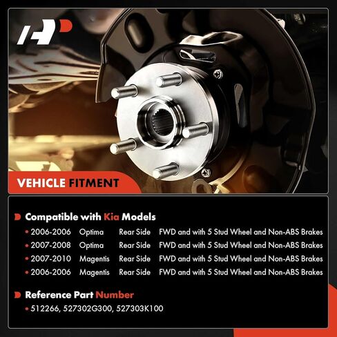A-Premium 2 × محمل العجلة الخلفية ومجموعة المحور مع 5 عروات متوافقة مع Kia Optima 2006-2008، Magentis 2006-2010 in Saudi Arabia
