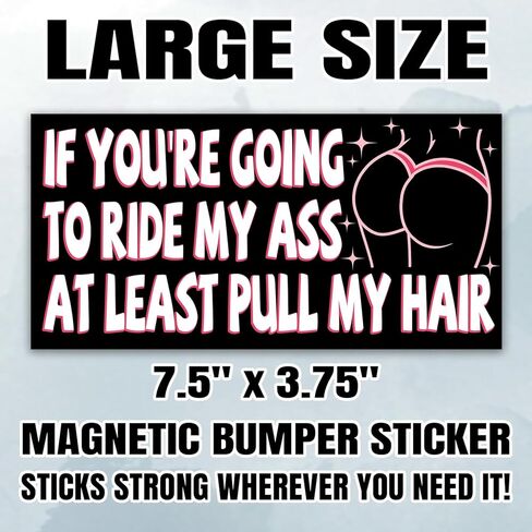Magnet If You're Going to Ride My Ass at Least Pull My Hair Car Magnet Decal Sarcastic Waterproof Vinyl Magnetic Bumper Sticker for Refrigerators Cars 7.5x3.75in in Kuwait