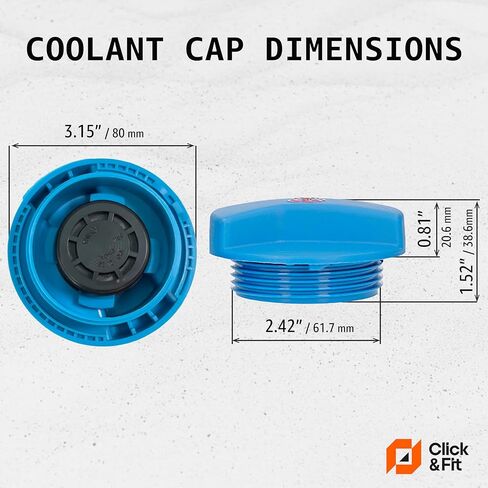 Click&Fit Blue Coolant Overflow Reservoir Cap compatible with Audi 2000-2012, VW 1999-2012 engine antifreeze expansion tank lid 1J0121321B, 3B0121321, thread dia 2.42in (61.8 mm) in Saudi Arabia