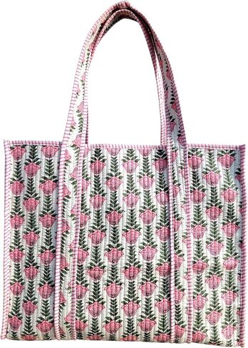 100% Cotton Quilted Tote Bag Flower Print Handmade Shoppping Bag & Grocery Bags Stylish Traver Bag in Saudi Arabia
