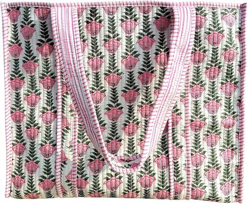 100% Cotton Quilted Tote Bag Flower Print Handmade Shoppping Bag & Grocery Bags Stylish Traver Bag in Saudi Arabia