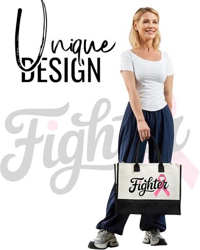 InnoBeta Breast Cancer Gifts for Woman, Tote Bag with Top Zipper Closure and Shoulder Strap, Perfect Gifts for Breast Cancer Survivors after Surgery, on Birthday, Thanksgiving, Christmas in Saudi Arabia