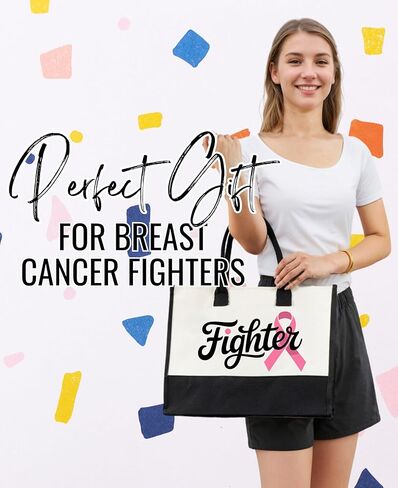 InnoBeta Breast Cancer Gifts for Woman, Tote Bag with Top Zipper Closure and Shoulder Strap, Perfect Gifts for Breast Cancer Survivors after Surgery, on Birthday, Thanksgiving, Christmas in Saudi Arabia