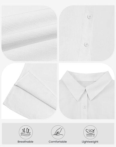 SEMARO Womens Cotton Linen Button Down Shirts Casual Short Sleeve Solid Summer Blouses Tops with Pocket in Saudi Arabia