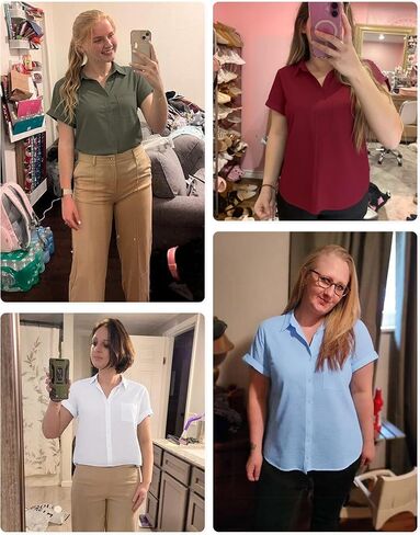 SEMARO Womens Cotton Linen Button Down Shirts Casual Short Sleeve Solid Summer Blouses Tops with Pocket in Saudi Arabia