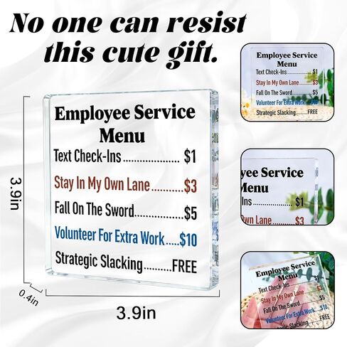 Funny Office Desk Decor Gag Gifts For Coworkers Boss Lady Employee Acrylic Plaque Sign Birthday Christmas White Elephant Gifts For Adult Women Office Accessories in Saudi Arabia